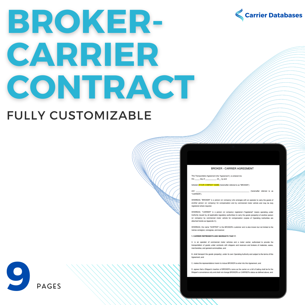 Freight Broker - Carrier Contract (Fully customizable) – Downloadable ...