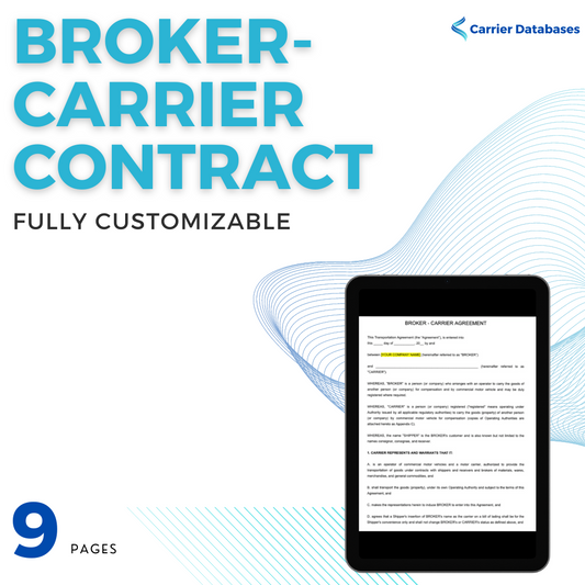 Freight Broker - Carrier Contract (Fully customizable) - Carrier Databases Leads