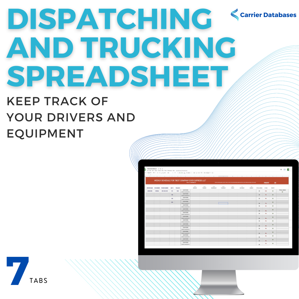 All in one Trucking Dispatching Spreadsheet – Downloadable Carrier ...
