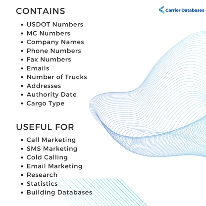 Complete Trucking Carrier Database Leads - 2 Million Active Companies - Carrier Databases Leads