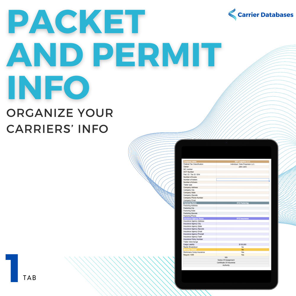 Packet and Permit Info Template for Dispatchers – Downloadable Carrier ...
