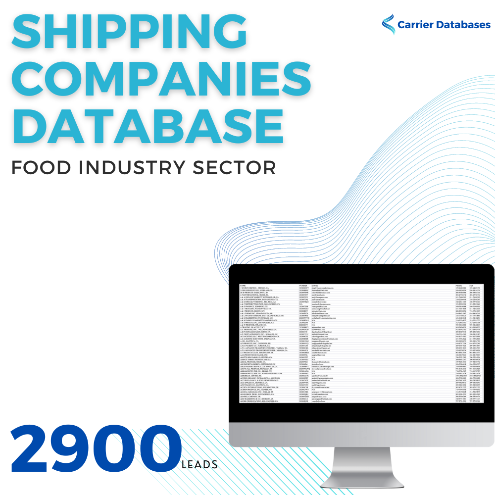 2900 Shipping Companies Database - Food Sector Leads - Carrier Databases Leads