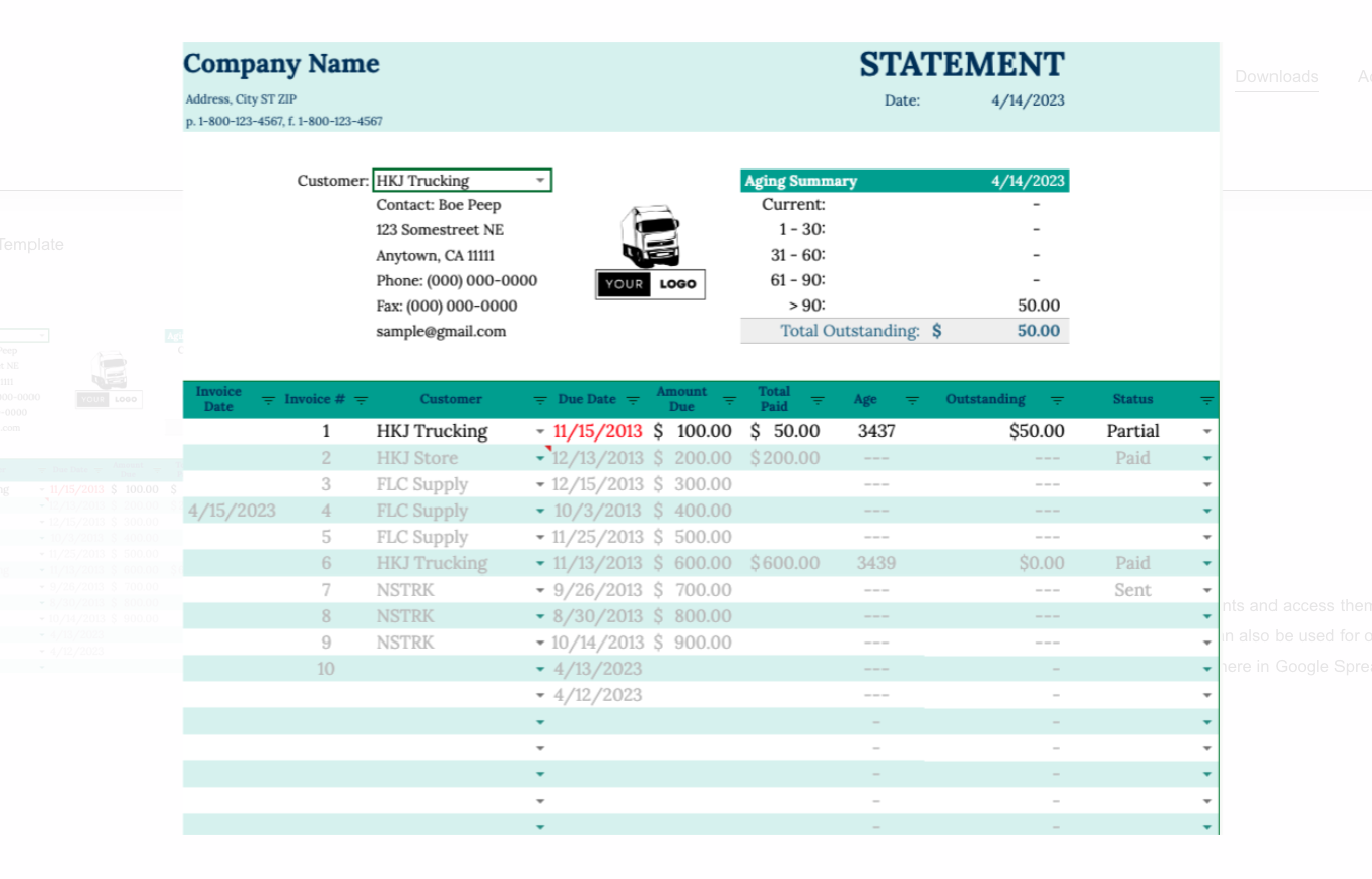 Invoice Tracker Template - For Dispatchers - Carrier Databases Leads