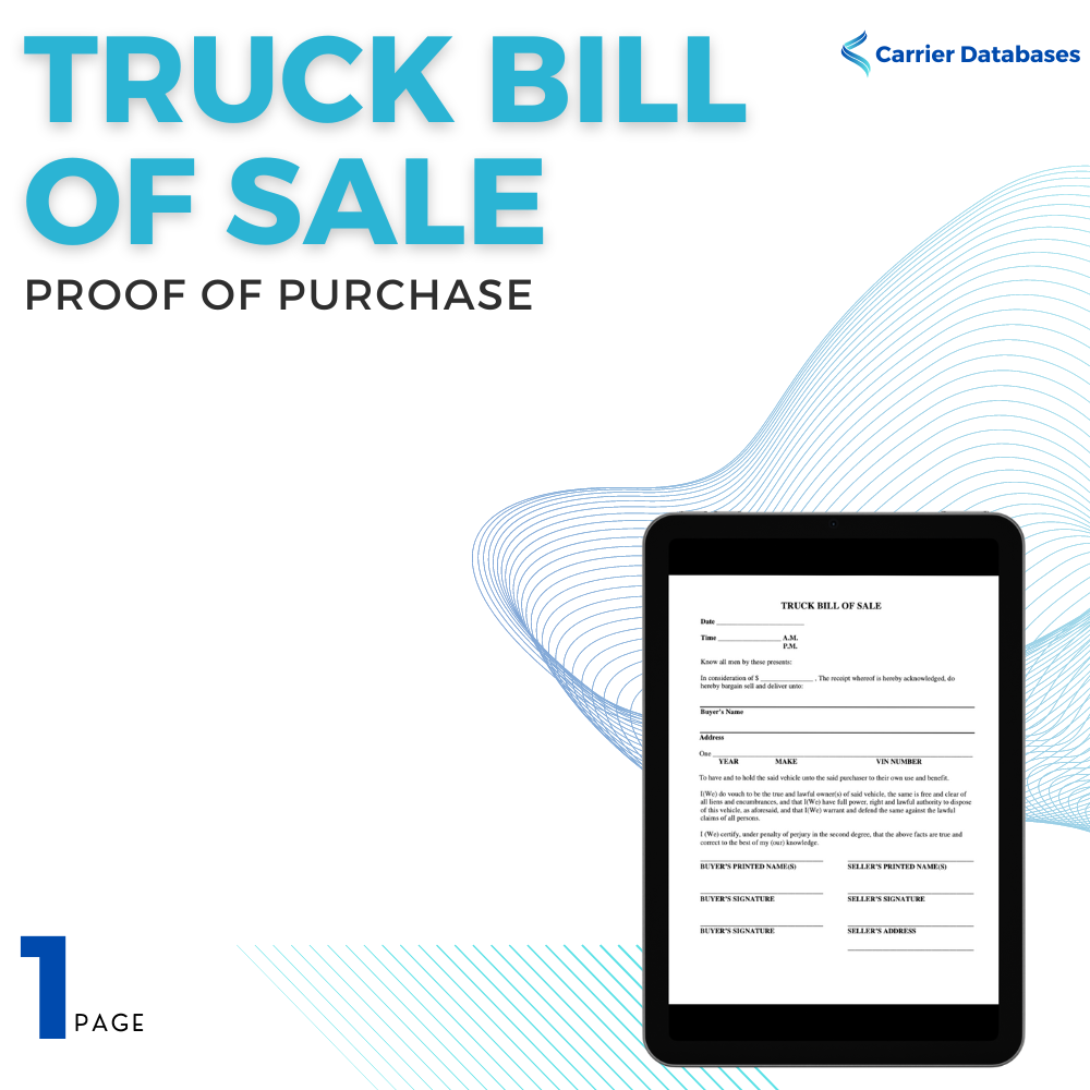 Truck Bill of Sale PDF document - Carrier Databases Leads