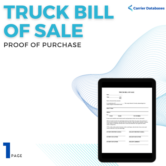 Truck Bill of Sale PDF document - Carrier Databases Leads