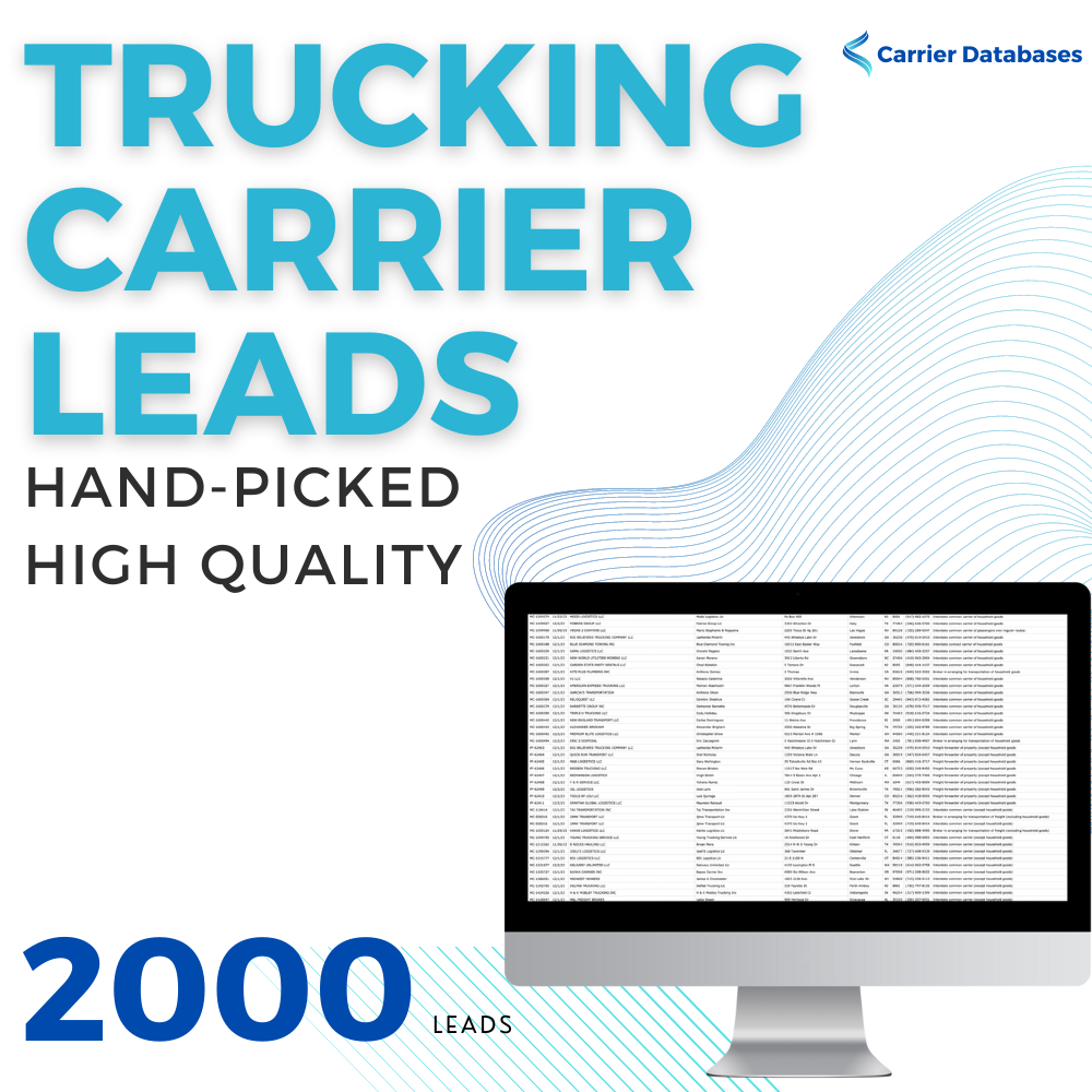 2000 Unique Active Trucking Carrier Leads - Hand-curated for quality - 002 - Carrier Databases Leads