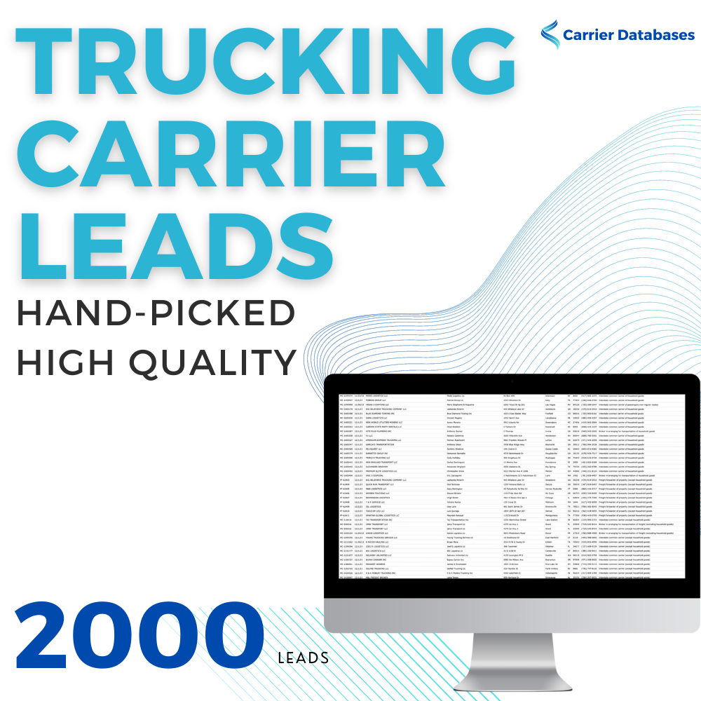 2000 Unique Active Trucking Carrier Leads - Hand-curated for quality - 001 - Carrier Databases Leads