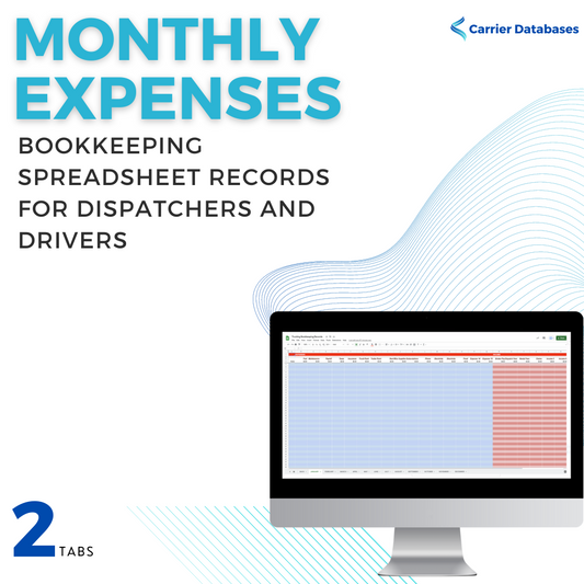 Dispatcher's/Trucking Monthly Bookkeeping Google Spreadsheet - Carrier Databases Leads