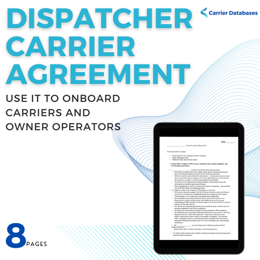 Dispatcher - Carrier Agreement, PDF and Microsoft Excel Format - Carrier Databases Leads