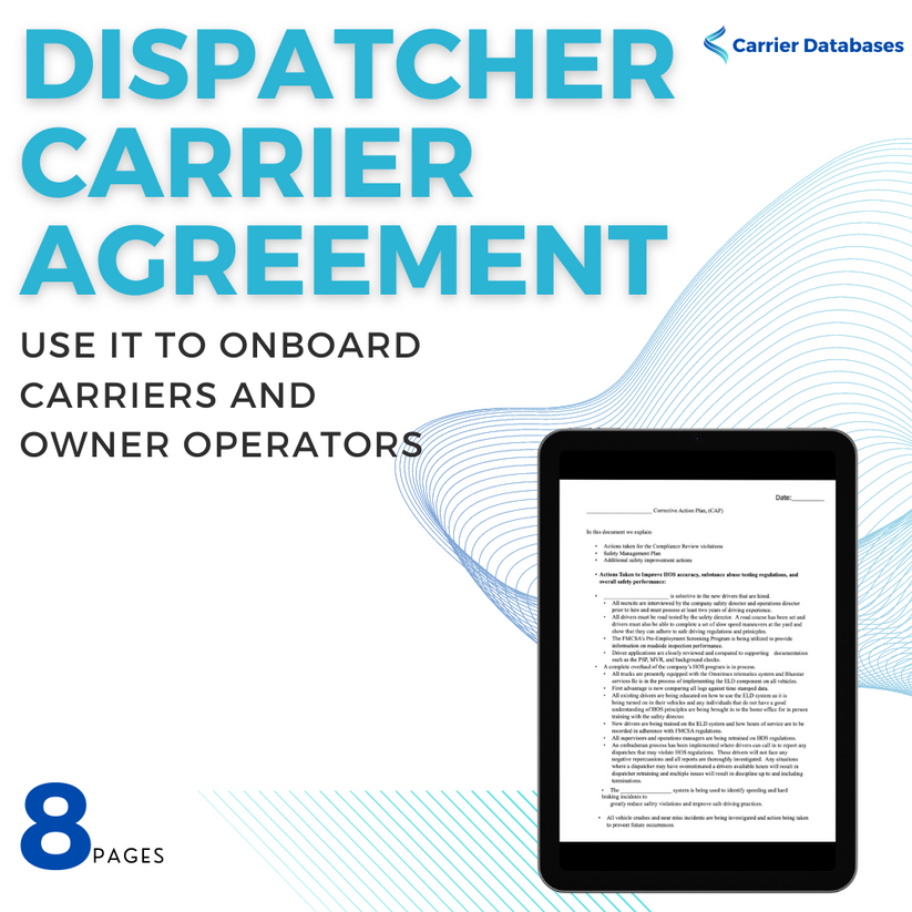 Dispatcher - Carrier Agreement, PDF and Microsoft Excel Format ...