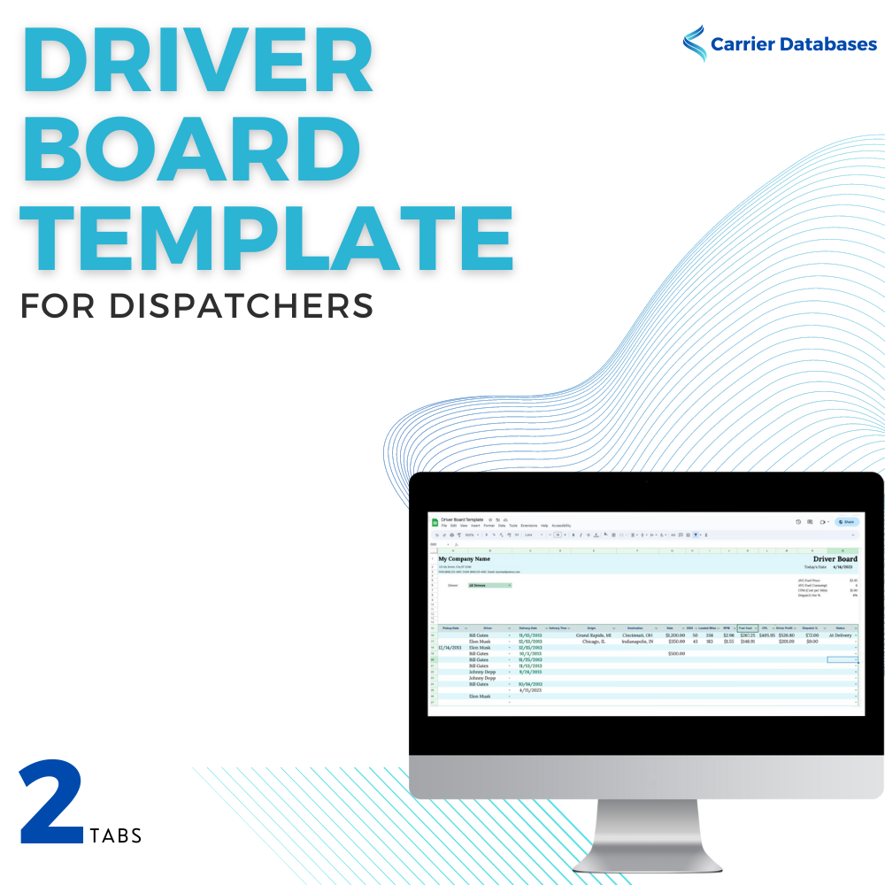 Driver Board Template for Dispatchers - Carrier Databases Leads