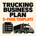 Editorial cover for five-page trucking business plan template