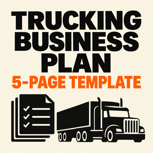 Editorial cover for five-page trucking business plan template