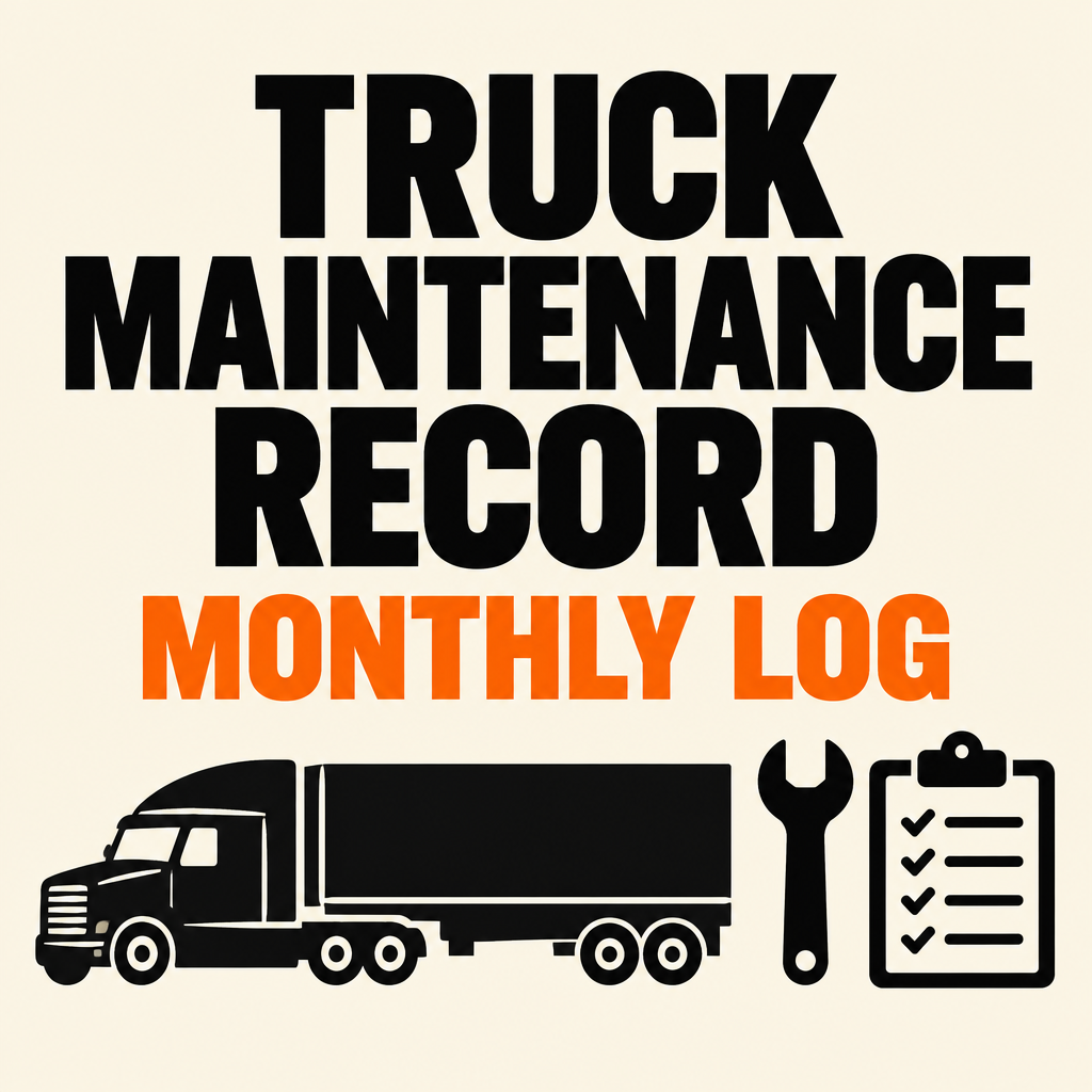 Editorial cover for monthly truck and trailer maintenance record