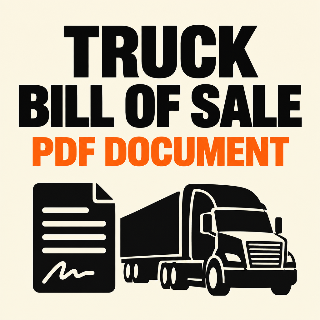 Editorial cover for truck bill of sale PDF document