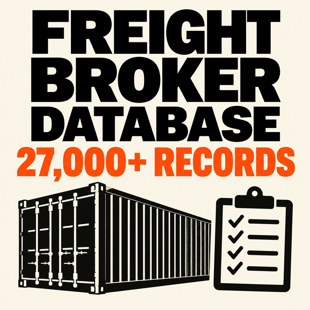 Editorial cover for freight broker database with 27,000+ records