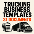 Editorial cover for a set of 31 trucking business templates and documents