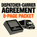 Editorial cover for eight-page dispatcher–carrier agreement packet