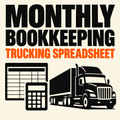 Editorial cover for dispatching and trucking monthly bookkeeping spreadsheet