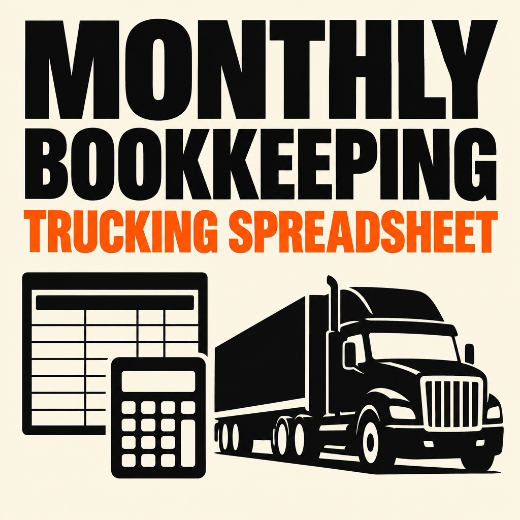 Editorial cover for dispatching and trucking monthly bookkeeping spreadsheet