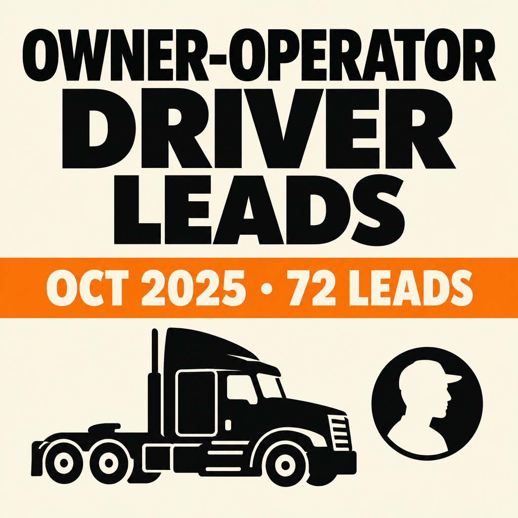 Editorial cover for October 2025 owner-operator driver leads, 72 leads