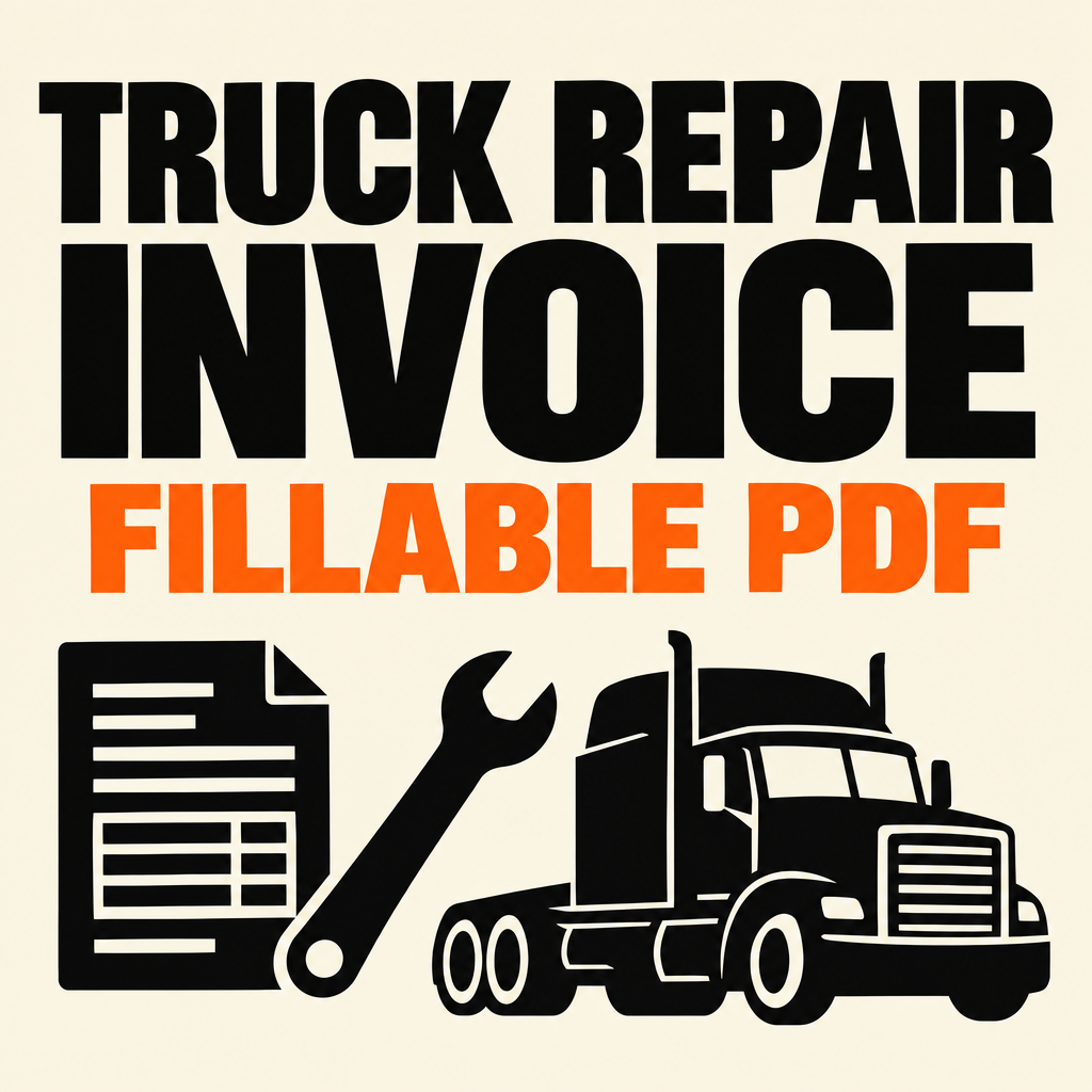 Editorial cover for fillable truck repair invoice PDF