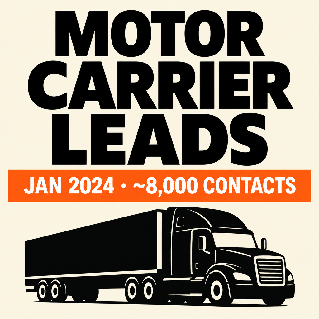 Editorial cover for January 2024 motor carrier leads, approximately 8,000 contacts