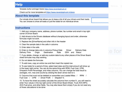 Driver Board Template for Dispatchers - Carrier Databases Leads