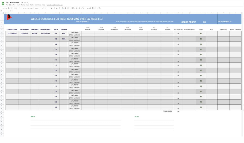 All in one Dispatching/Trucking Spreadsheet - Carrier Databases Leads