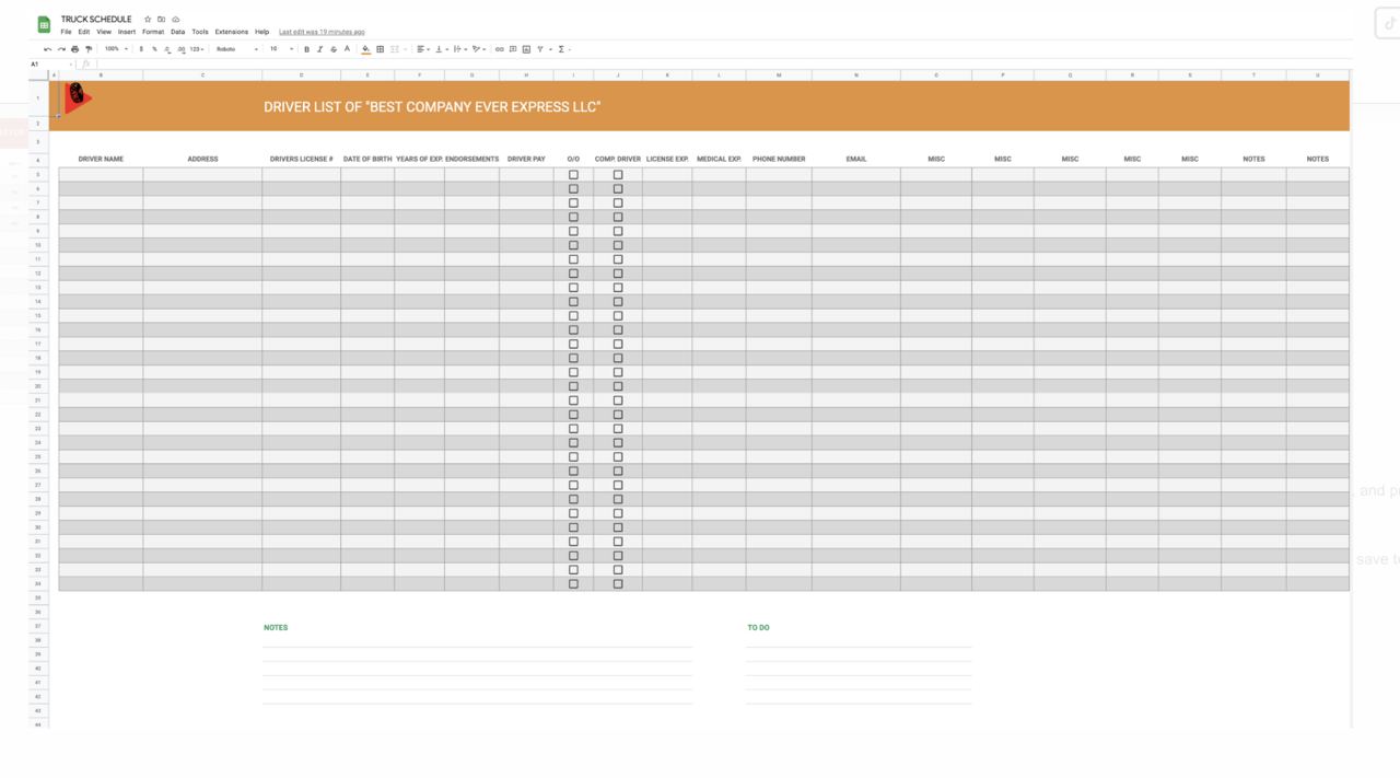 All in one Dispatching/Trucking Spreadsheet - Carrier Databases Leads