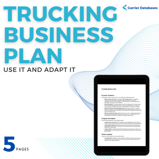 5 Page Trucking Business Plan - Adjustable - Carrier Databases Leads
